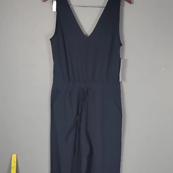 Athleta Avenue Navy Blue V-Neck Wide-Leg Jumpsuit - Picture 4 of 9